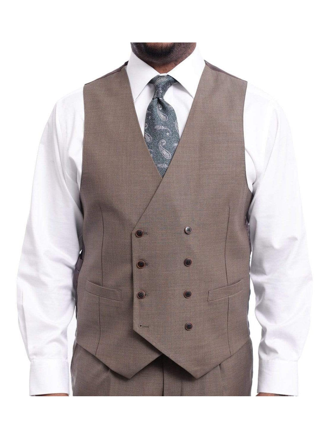 Arthur Black THREE PIECE SUITS Arthur Black Classic Fit Solid Heather Olive Green Three Piece Wool Suit