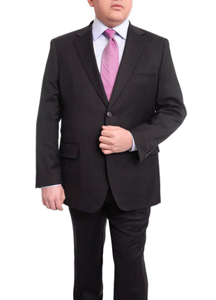Arthur Black TWO PIECE SUITS Men's Arthur Black Executive Portly Fit Black Pinstriped 2 Button Wool Suit