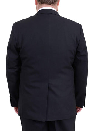 Arthur Black TWO PIECE SUITS Men's Arthur Black Executive Portly Fit Black Striped 2 Button 2 Piece Wool Suit