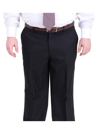 Arthur Black TWO PIECE SUITS Men's Arthur Black Executive Portly Fit Black Striped 2 Button 2 Piece Wool Suit