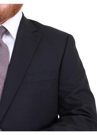 Arthur Black TWO PIECE SUITS Men's Arthur Black Executive Portly Fit Black Striped 2 Button 2 Piece Wool Suit
