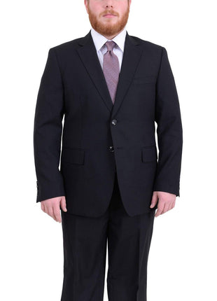 Arthur Black TWO PIECE SUITS Men's Arthur Black Executive Portly Fit Black Striped 2 Button 2 Piece Wool Suit