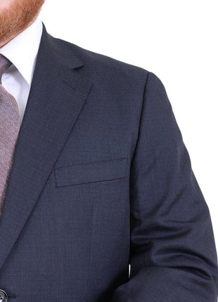 Arthur Black TWO PIECE SUITS Men's Arthur Black Executive Portly Fit Navy Blue Check Two Button Wool Suit