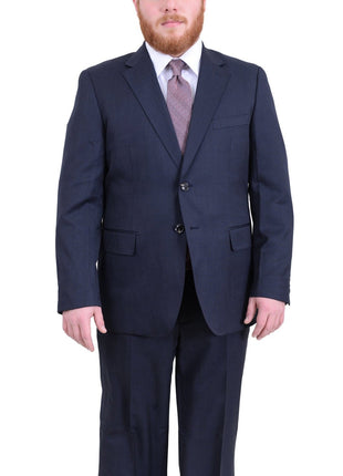 Arthur Black TWO PIECE SUITS Men's Arthur Black Executive Portly Fit Navy Blue Check Two Button Wool Suit