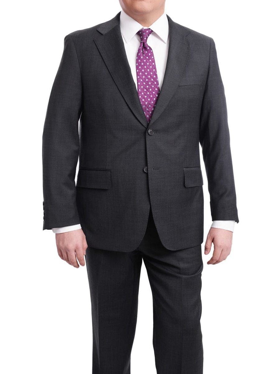 Arthur Black TWO PIECE SUITS Men&#39;s Arthur Black Executive Portly Fit Solid Charcoal Gray Two Button Wool Suit