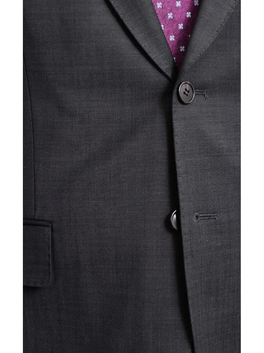Arthur Black TWO PIECE SUITS Men's Arthur Black Executive Portly Fit Solid Charcoal Gray Two Button Wool Suit
