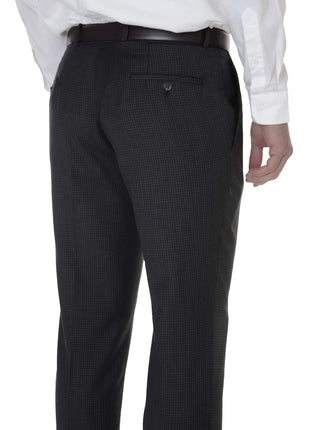 Bar III PANTS Bar III Mens Charcoal Gray Check Slim Fit Flat Front Wool Blend Dress Pants