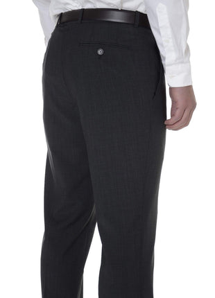 Bar III PANTS Bar III Mens Slim Fit Charcoal Plaid Flat Front Wool Blend Dress Pants