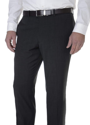 Bar III PANTS Bar III Mens Slim Fit Charcoal Plaid Flat Front Wool Blend Dress Pants