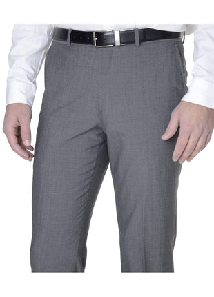 Bar III PANTS Bar III Mens Slim Fit Gray Textured Flat Front Wool Blend Dress Pants