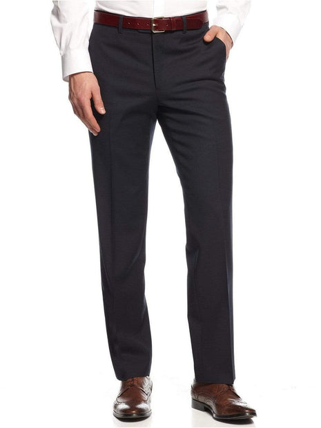 Bar Iii Navy Tonal Check Slim-Fit Pants