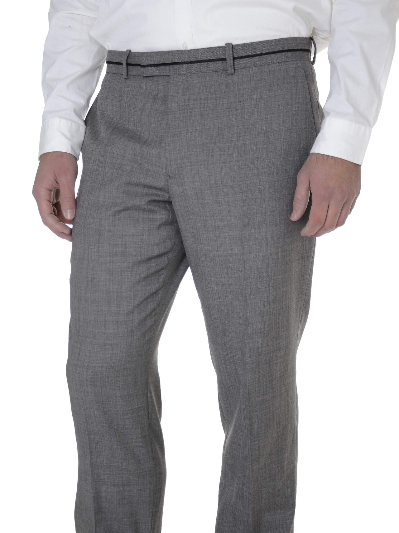 Bar III Sale Pants Bar III Mens Slim Fit Gray Stepweave Flat Front Wool Blend Dress Pants