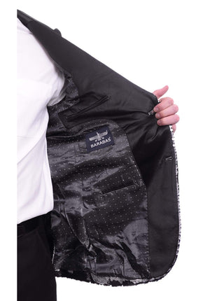 Barabas BLAZERS Barabas Extra Slim Black Silver Sequin Blazer Sportcoat With Satin Peak Lapels