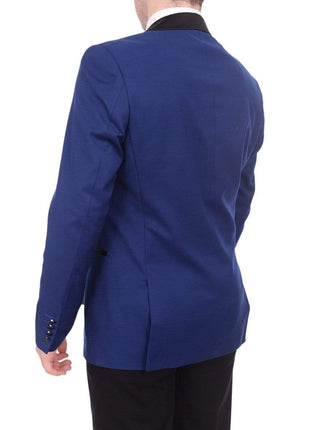 Bello TUXEDOS Men's Slim Fit 1 Button Shawl Lapel Tuxedo Jacket & Pants - Indigo Blue