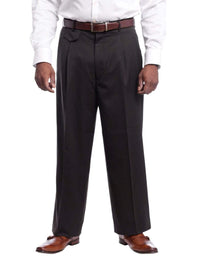 Thumbnail for Black Diamond PANTS 36W Mens Black Diamond Classic Fit Solid Dark Brown Pleated Wool Dress Pants