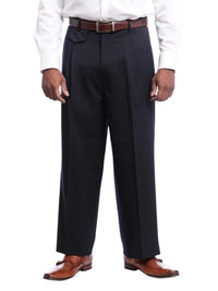 Thumbnail for Black Diamond PANTS 36W Mens Black Diamond Classic Fit Solid Navy Blue Pleated Wool Dress Pants
