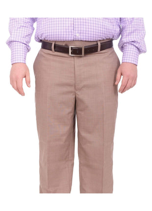 Black Diamond PANTS 44W Black Diamond Classic Fit Beige Textured Flat Front Wool Dress Pants