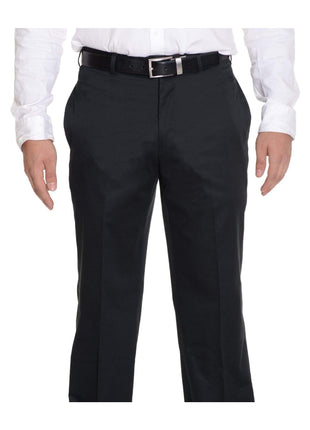 Bloomingdale's PANTS 32W Bloomingdale's Classic Fit Solid Black Flat Front Cotton Washable Dress Pants