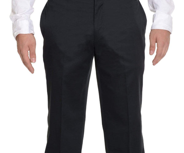Bloomingdale's Classic Fit Solid Black Flat Front Cotton Washable Dress  Pants
