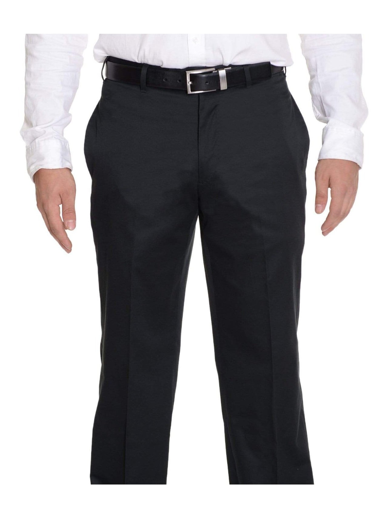 Bloomingdale's PANTS 32W Bloomingdale's Classic Fit Solid Black Flat Front Cotton Washable Dress Pants