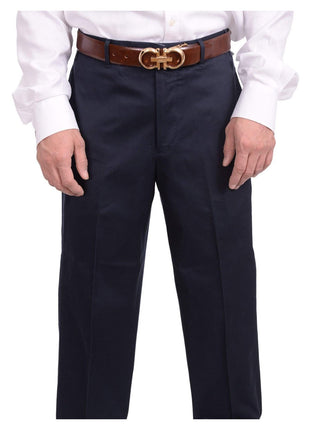 Bloomingdale's Sale Pants 38W Bloomindales Classic Fit Solid Navy Blue Flat Front Cotton Dress Pants