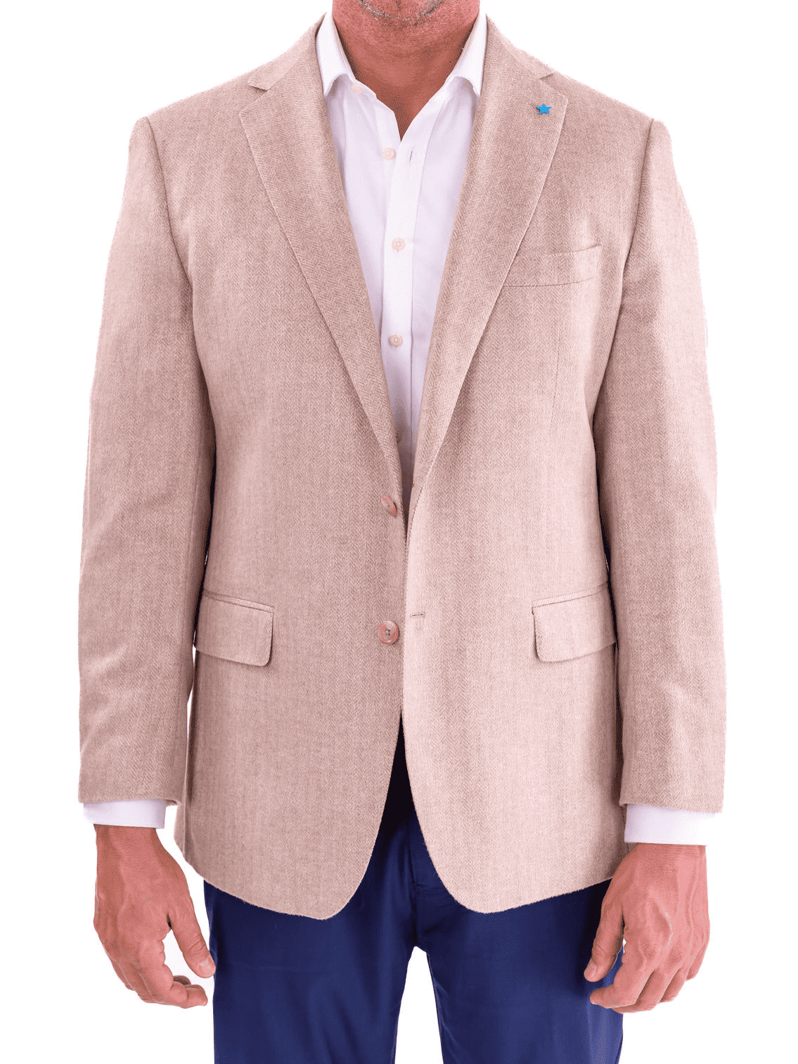 Blujacket BLAZERS 50R Blujacket Mens Sand Regular Fit Silk Cashmere 2 Button Blazer Sportcoat