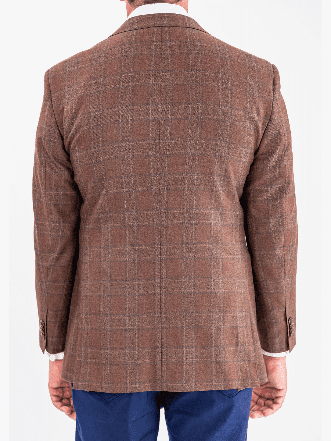 Blujacket BLAZERS Blujacket Men&#39;s Brown Plaid Loro Piana Wool Regular Fit Blazer Sportcoat