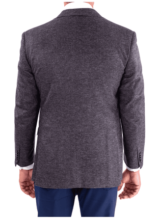 Blujacket BLAZERS Blujacket Mens Blue & Gray Silk Cashmere Regular Fit 2 Button Blazer Sportcoat