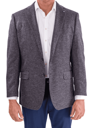 Blujacket BLAZERS Blujacket Mens Blue & Gray Silk Cashmere Regular Fit 2 Button Blazer Sportcoat