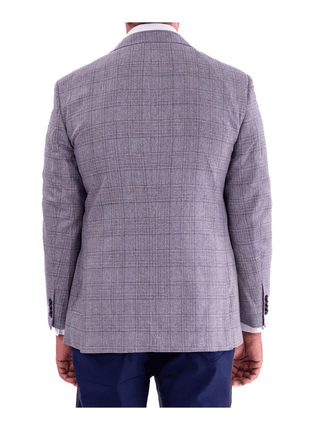 Blujacket BLAZERS Blujacket Mens Gray & Blue Plaid Classic Fit Lanificio Di Pray Wool Blazer Sportcoat