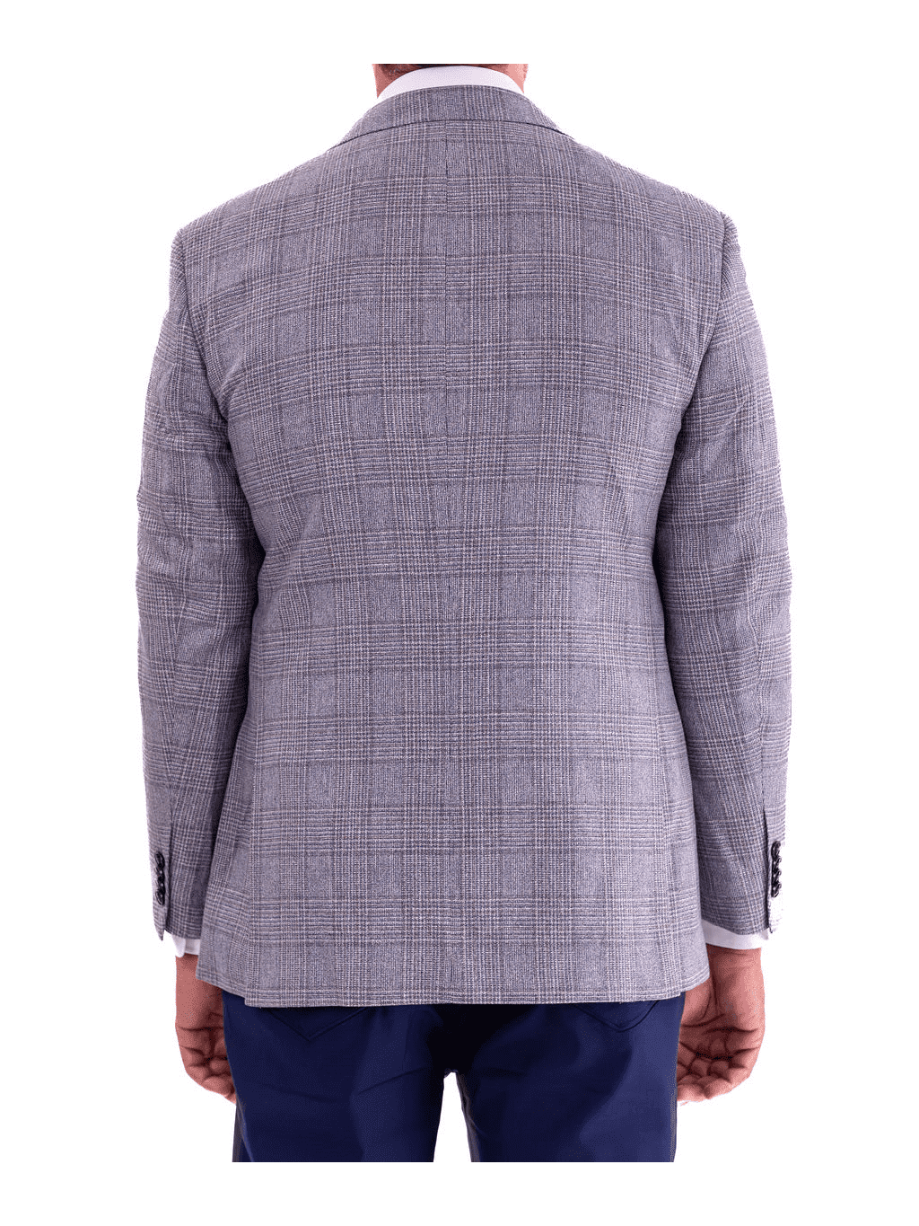 Blujacket Gray & Blue Plaid Classic Fit Lanificio Di Pray Silk Blujacket Gray & Blue Plaid Classic Fit Lanificio Di Pray Silk