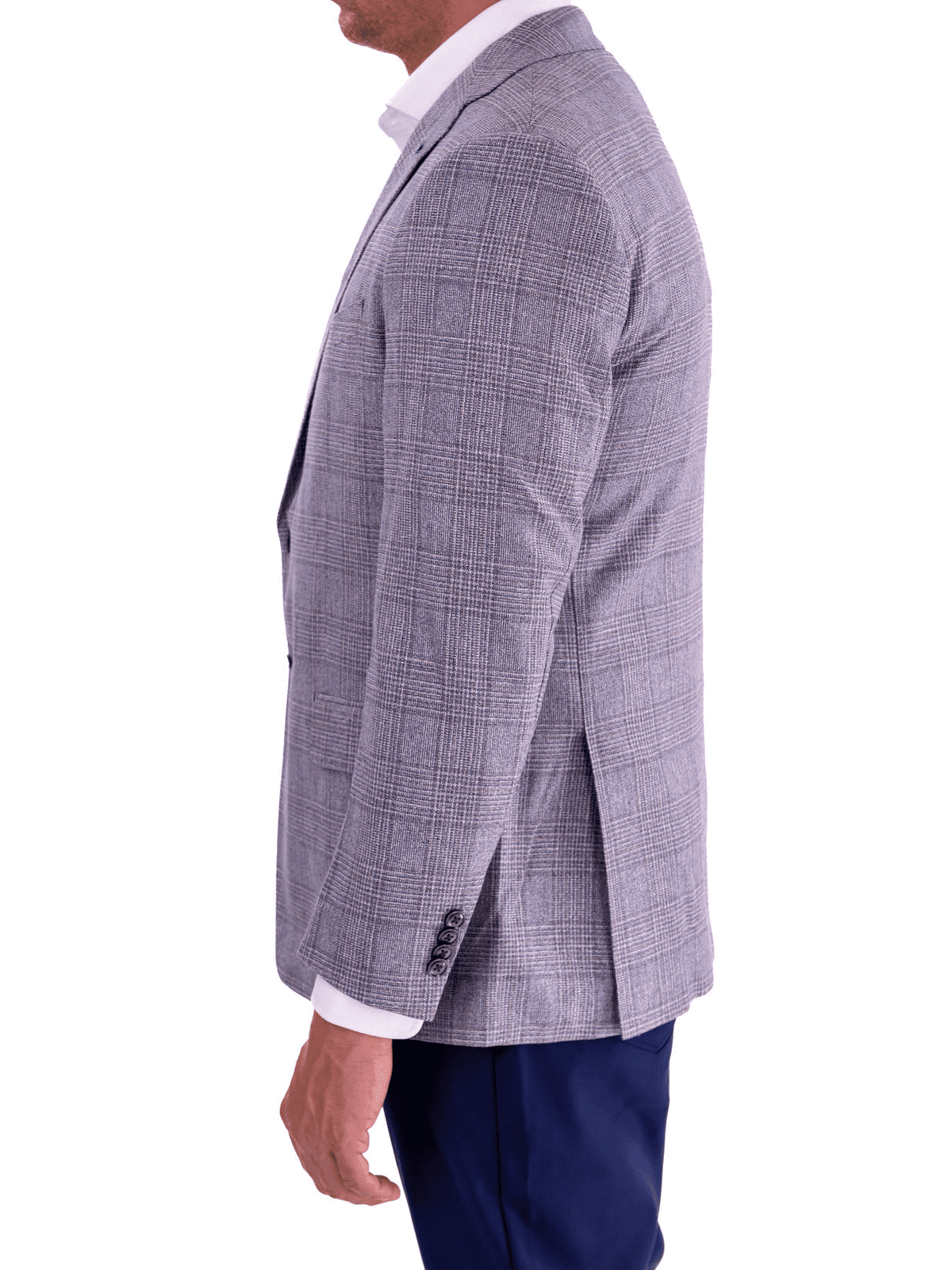 Blujacket Gray & Blue Plaid Classic Fit Lanificio Di Pray Silk