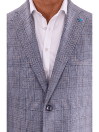 Thumbnail for Blujacket BLAZERS Blujacket Mens Gray & Blue Plaid Classic Fit Lanificio Di Pray Wool Blazer Sportcoat