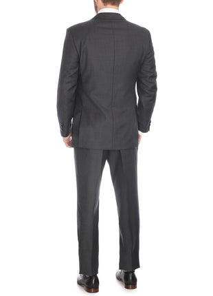 Blujacket BLAZERS Blujacket Mens Solid Charcoal Gray 100% Wool Trim Fit Blazer Sportcoat