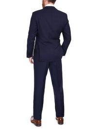 Thumbnail for Blujacket BLAZERS Blujacket Mens Solid Navy Blue 100% Wool Trim Fit 2 Button Blazer Sportcoat