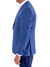 Thumbnail for Blujacket Blujacket Mens Blue Plaid Regular Fit Reda Wool Blazer Sportcoat