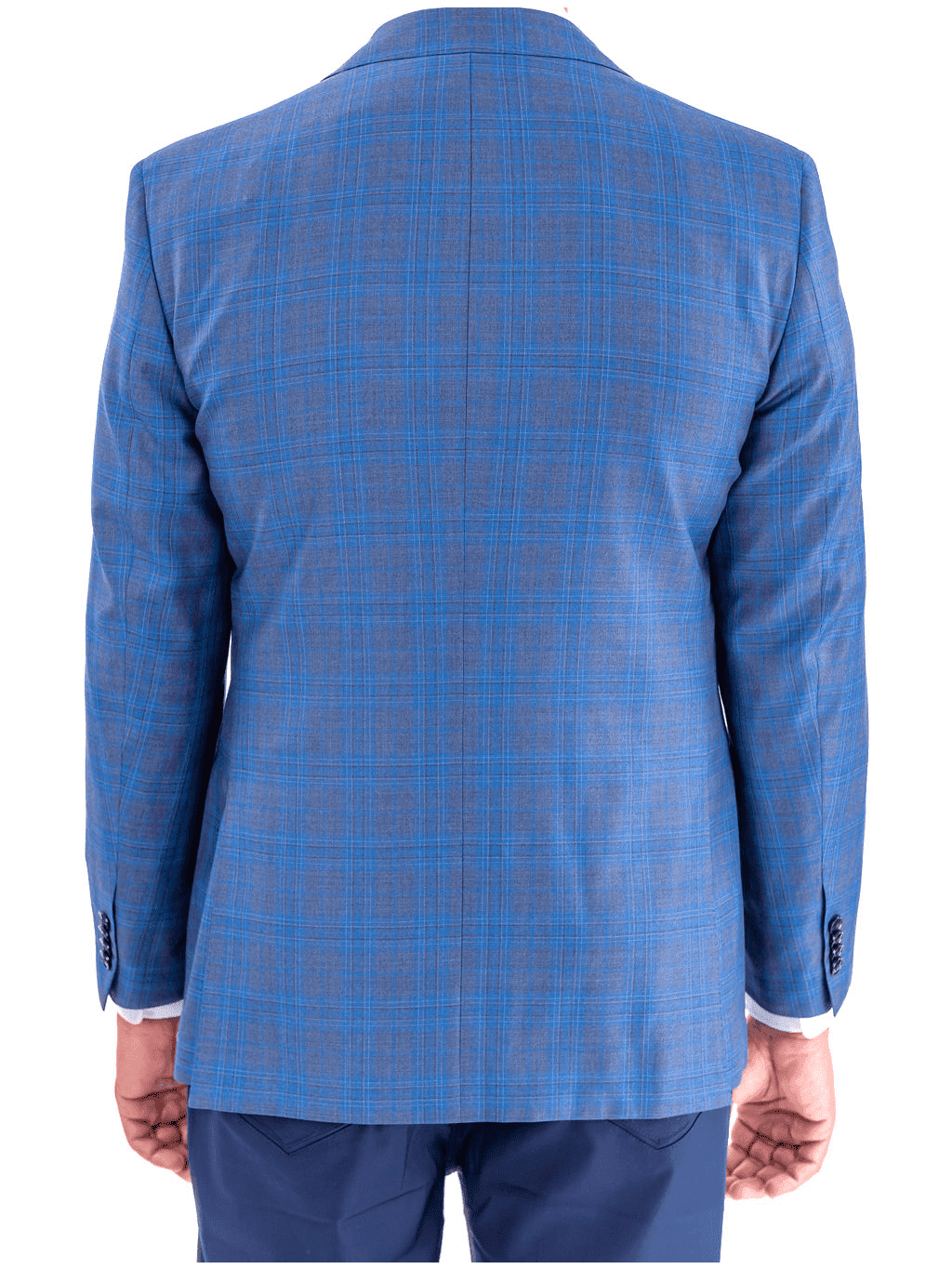 Blujacket Blujacket Mens Blue Plaid Regular Fit Reda Wool Blazer Sportcoat