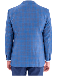 Thumbnail for Blujacket Blujacket Mens Blue Plaid Regular Fit Reda Wool Blazer Sportcoat