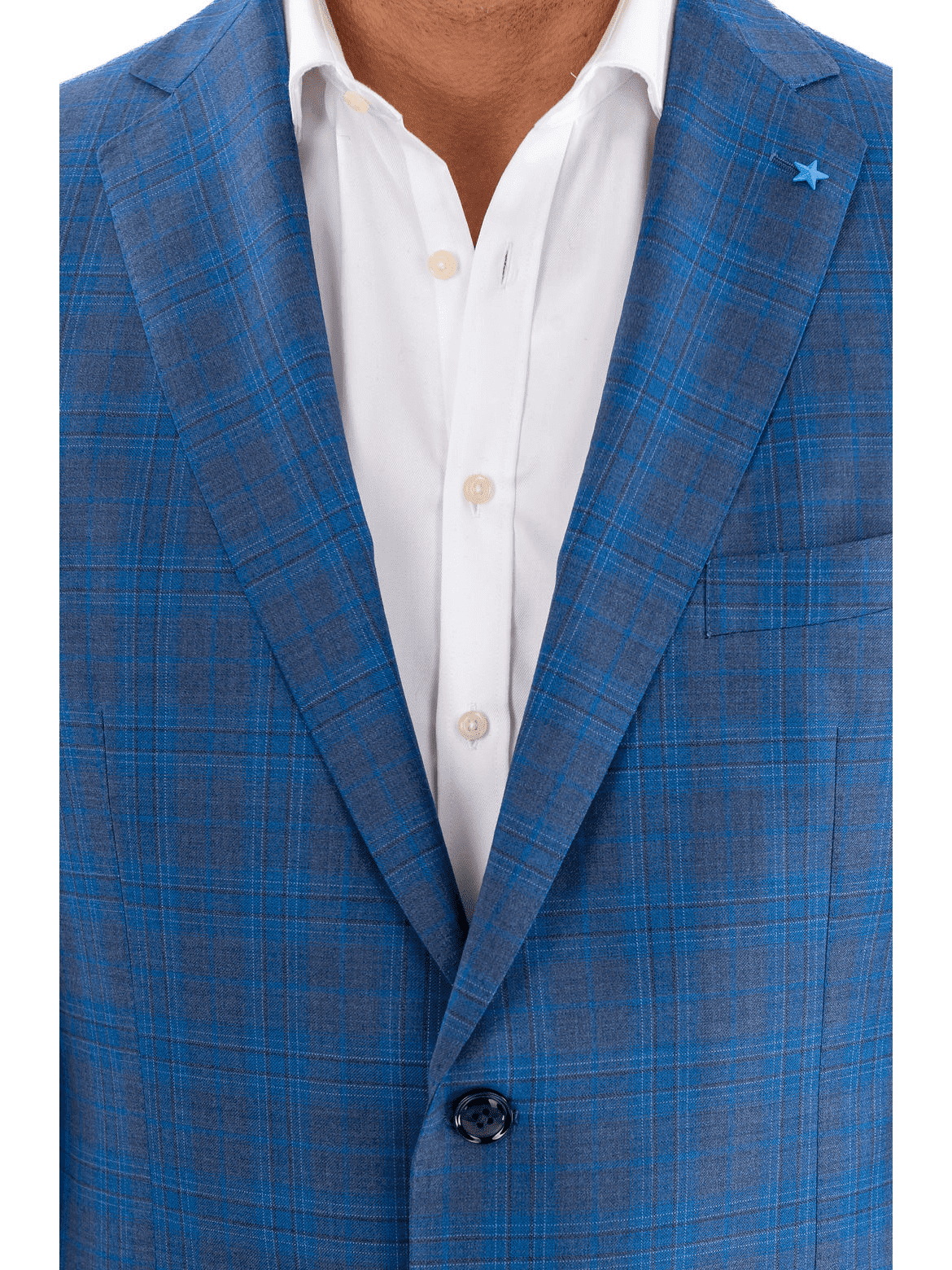 Blujacket Blujacket Mens Blue Plaid Regular Fit Reda Wool Blazer Sportcoat