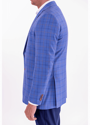 Blujacket Blujacket Mens Light Blue Plaid Regular Fit 100% Wool Blazer Sportcoat