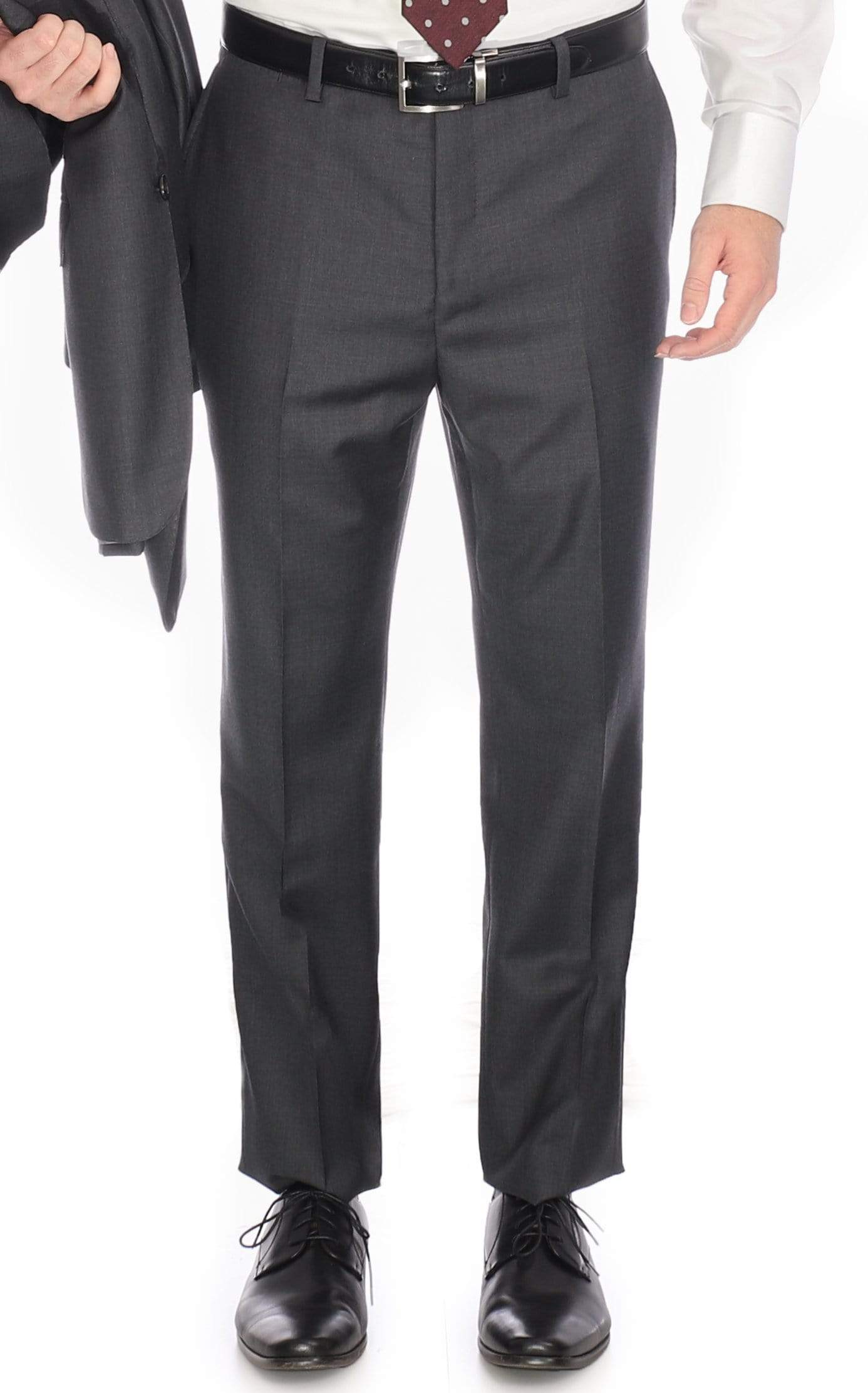 Men's Blujacket Charcoal Grey 100% Wool Slim Fit Dress Pants, 32W REG Men's Blujacket Charcoal Grey 100% Wool Slim Fit Dress Pants, 32W REG