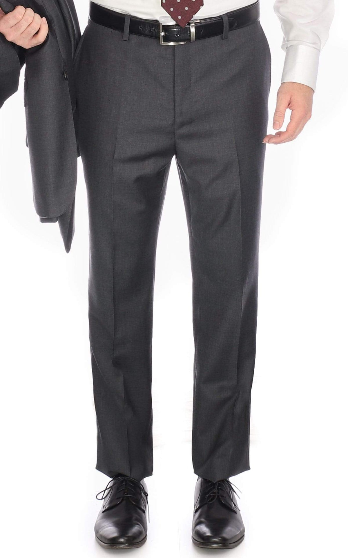 Blujacket PANTS Men&#39;s Blujacket Charcoal Grey 100% Wool Slim Fit Dress Pants