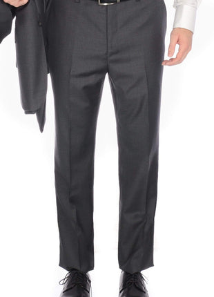 Blujacket PANTS Mens Blujacket Charcoal Grey 100% Wool Classic Fit Dress Pants