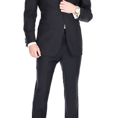 Blujacket SUITS Blujacket Men's Black 100% Italian Wool Canvassed Regular Fit Tuxedo Suit
