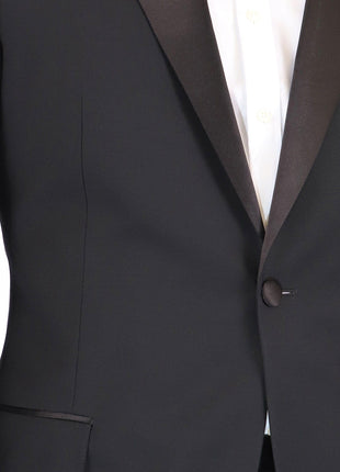 Blujacket SUITS Blujacket Men's Black 100% Italian Wool Canvassed Regular Fit Tuxedo Suit