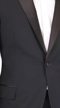 Thumbnail for Blujacket SUITS Blujacket Men's Black 100% Italian Wool Canvassed Regular Fit Tuxedo Suit