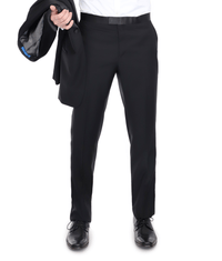 Thumbnail for Blujacket SUITS Blujacket Men's Black Italian Wool Canvassed Regular Fit Shawl Lapel Tuxedo Suit