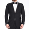 Blujacket SUITS Blujacket Men's Black Italian Wool Canvassed Slim Fit Shawl Lapel Tuxedo Suit