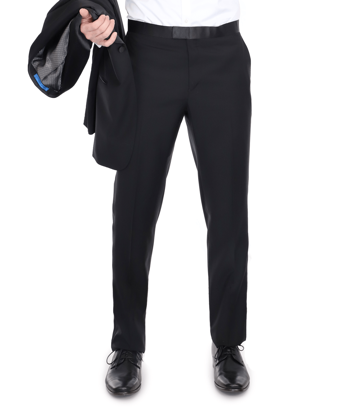 Blujacket SUITS Blujacket Men&#39;s Black Italian Wool Canvassed Slim Fit Shawl Lapel Tuxedo Suit
