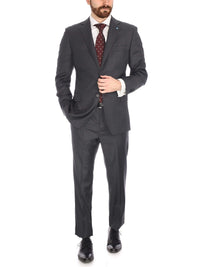 Thumbnail for Blujacket SUITS Blujacket Men's Charcoal Gray 100% Wool Canvassed Regular Fit Suit